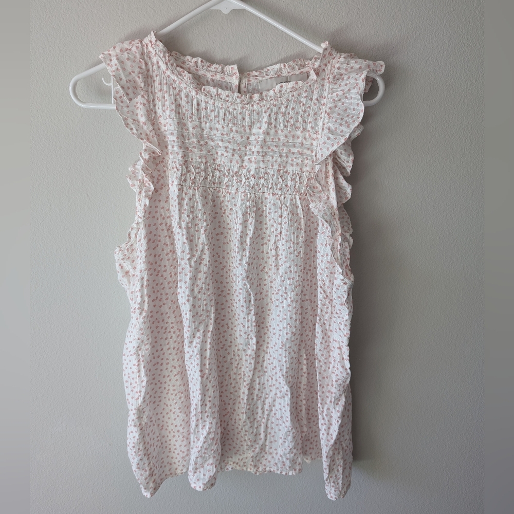 Maternity Flecked Pintucked Ruffle Shell XL